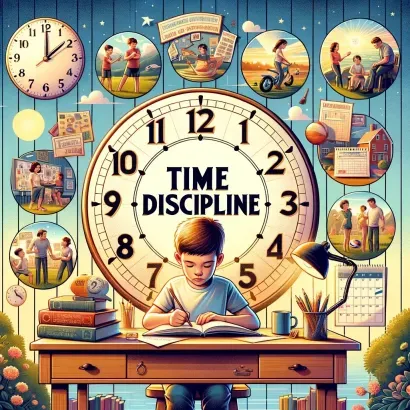 DALL·E-2024-01-10-10.03.10-An-updated-illustration-showing-various-aspects-of-time-discipline-in-a-c